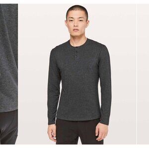 ❤️ Lululemon 5 years basic long sleeves Henley in dark heather gray Size XXL A93